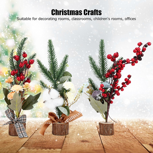 Christmas Crafts, Juego De 3 Piezas, Miniárbol De Escritorio
