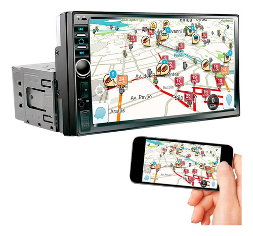 Central Multimídia Mp5 1din 2din 7po Espelhamento Usb Bt Aux