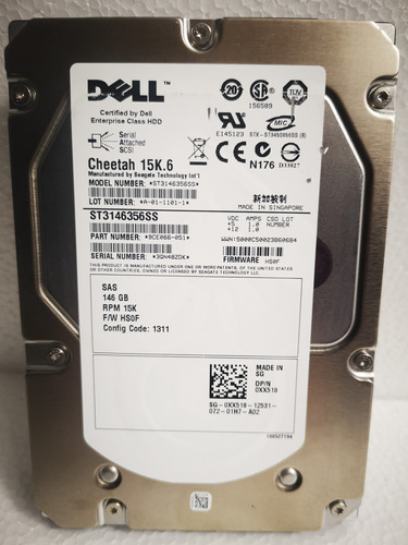 Disco Duro 3.5  Dell De 146gb Sas St3146356ss