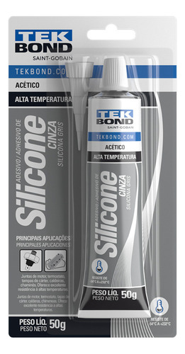 Silicone Acético Cinza 50g Alta Temperatura Tekbond