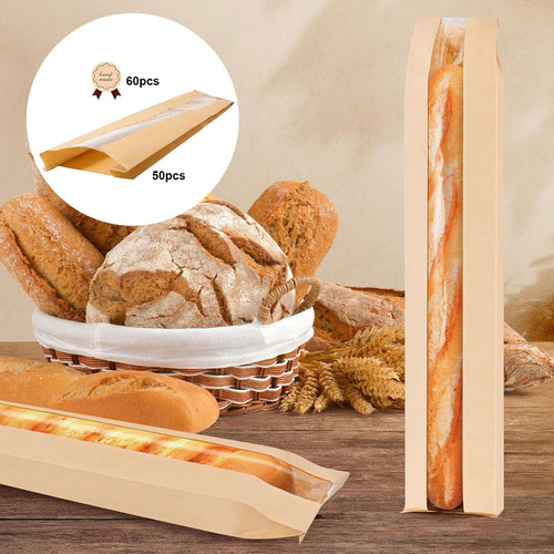 50 Piezas Bolsas De Panadería Con Ventana Transparente
