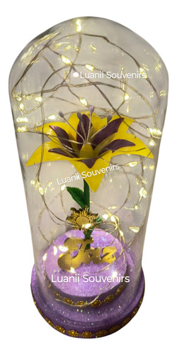Centro De Mesa De Cúpula Con Luz Con Flor De Rapunzel 22cm
