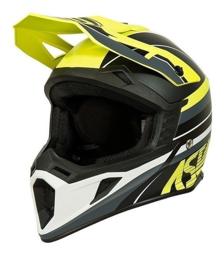 Capacete Fechado Asw Core Torn Motocross Trilha Cor Amarelo-Preto Tamanho do capacete 56