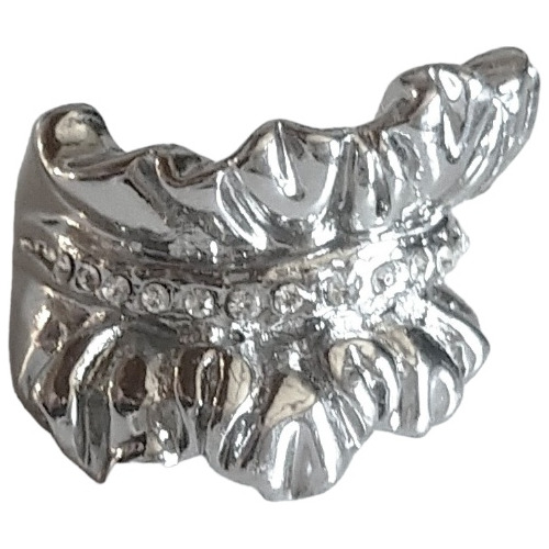 Anillo Fantasía Baño Rodio Fruncido Tiara Talla 8