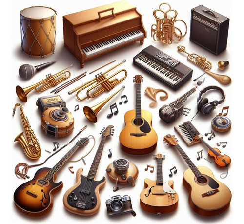 Poster Decorativo Carta Sin Marco Instrumentos Music Diseños