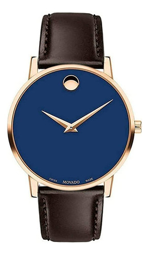 Movado 0607316 Blue Dial Brown Calfskin Strap 40mm Museum Cl