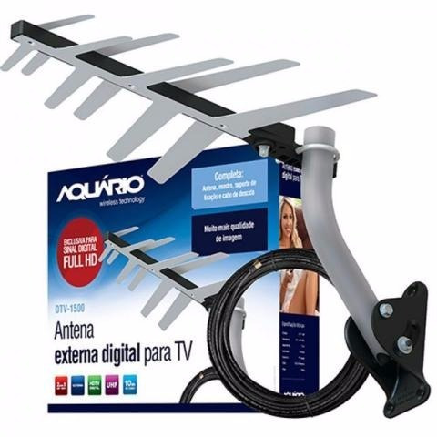 Kit Antena Externa Digital Aquário Dtv-1500 + Acessórios Nfe