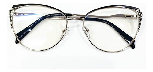 Anteojo Marcos Cuadrado Metalicos Con Filtro Luz Azul Blue Negro Con Plateado