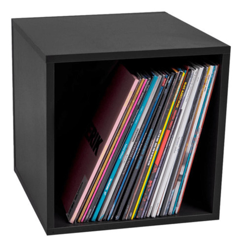 Nicho Suporte Lp Vinil Premium Record Box Em Madeira Preto