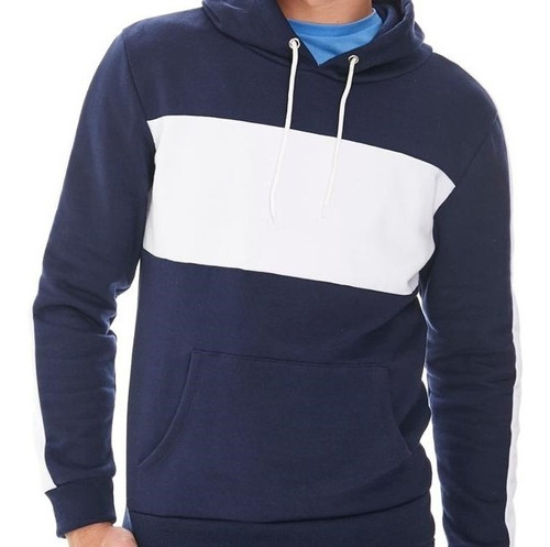 Imagen 2 de 5 de Buzo Canguro Capucha Frisa Combinado Hombre Calidad Superior