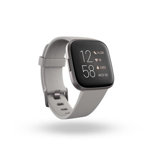 Imagen 2 de 3 de Smartwatch Fitbit Versa 2 caja de aluminio anodizado mist grey aluminium, malla stone de silicona FB507