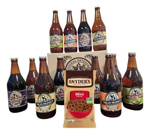 Cerveza Viejo Munich 12x500cm3 Artesanal + Pretzels 255grs
