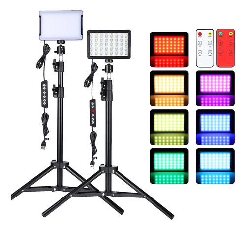 Video Led Para Camara, Kit De Fotografia Rgb (2 Paquetes)...