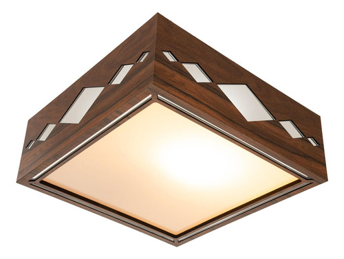 Creatus Lustre Decorativo Madeira Plafon Maresias Mirror 40cm Cor Pau ferro 110V/220V