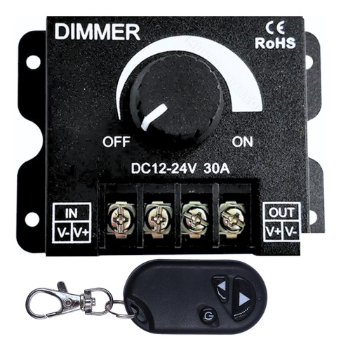 Controladora Dimmer Pwm 360w 30a Para Fita Neon Módulo Led 12v 24v MONO 12V