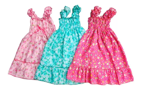 Pack Por 3 Vestidos De Nena Niña Super Fresco