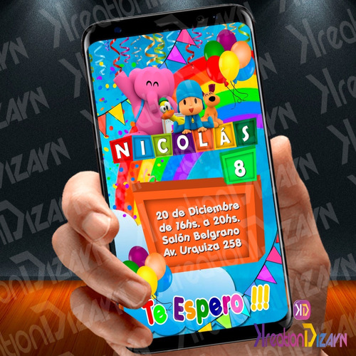 Tarjeta De Invitación Digital De Pocoyo