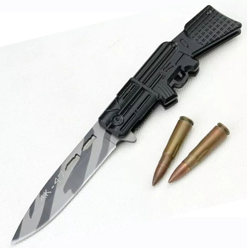 Cuchillo Navaja Cortapluma Rifle Ak47 Black Camuflage