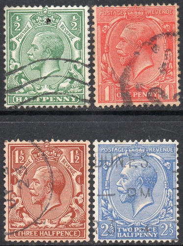 Reino Unido Serie X 4 Sellos Usados George 5° Años 1912-22 