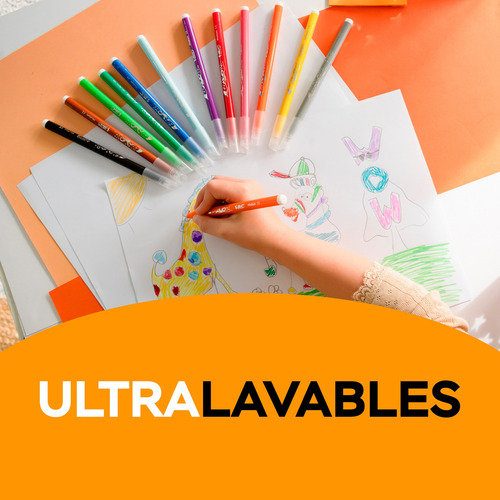 Plumón Bic Evolution Ultra Lavable Colores Intensos 24 Pzas