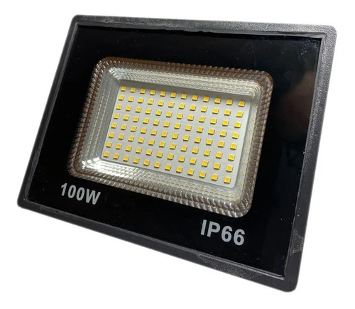 Refletor Led Smd 100w Holofote Bivolt Prova D'água Quente Cor da carcaça Preto Cor da luz Luz Amarela 110V 220V (Bivolt)