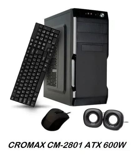 GABINETE OFICINA CROMAX 2801 KIT TECLADO Y MOUSE NEGRO C/FUENTE