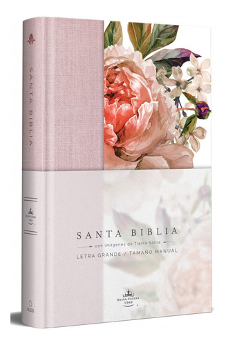 Biblia Rvr1960 Lt Grande Tapa Dura Rosada Con Flores Manual