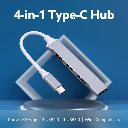 Nuevo Adaptador Tipo C De Hub A Usb 4 En 1 Alnum Con