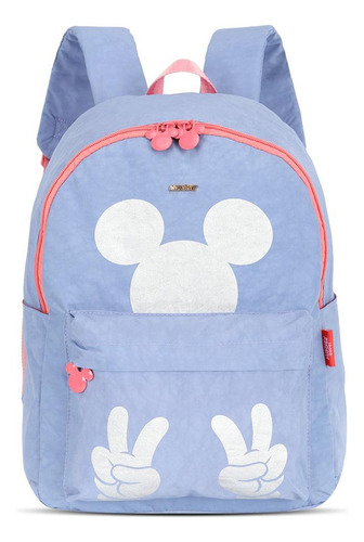 Mochila Disney Mickey Mouse Nylon Azul Claro 33x25x14cm