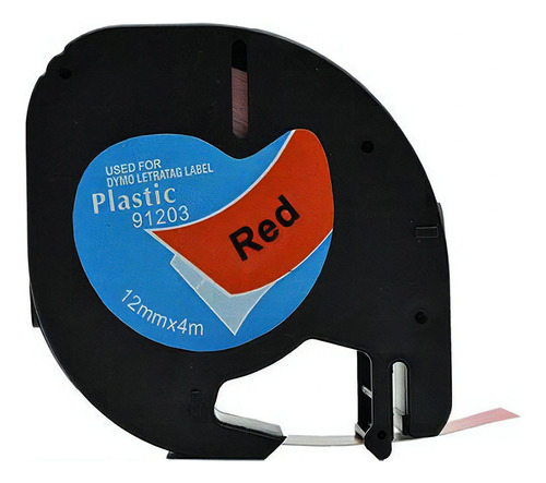 Fita Aplicável Dymo Letratag Plástica 91203 Vermelha 12mm