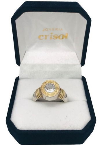 Anillo Plata Y Oro C/circonia Blanca (a298)