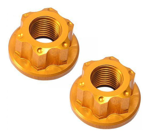2 Tuercas Del Eje Del Cubo De La Rueda De La Bicicleta, Oro