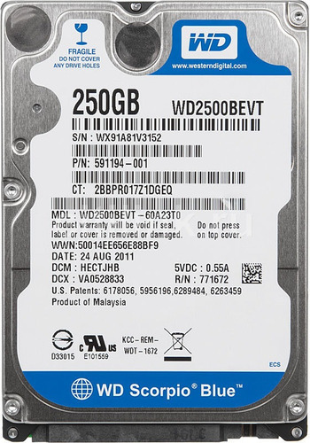 Disco duro interno Western Digital WD Scorpio Blue WD2500BEVT 250GB