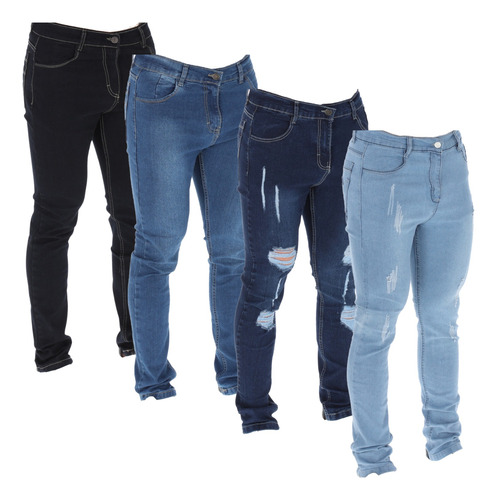 4 Jeans Para Hombre Mezclilla Stretch Pantalon Corte Skinny 