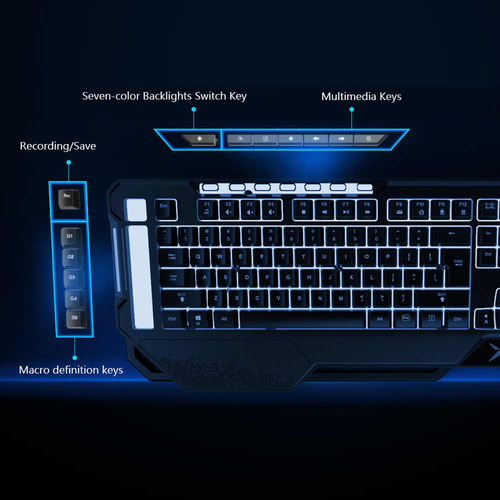 Teclado Gamer Delux K9600 Rgb Programable Macros Multimedia