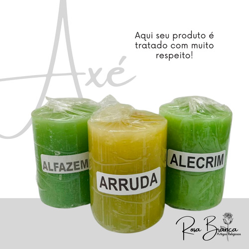 Kit 3 Velas Relaxante Aromáticas Alfazema, Arruda E Alecrim
