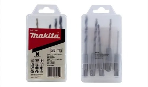 Kit 5 Brocas Madeira E Metal Titanio B-57532 Sds-plus Makita