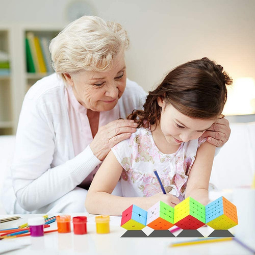 Imagen 6 de 9 de Cubos Rubik Qiyi 2x2 3x3 4x4 5x5 Stickerless Paquete 4