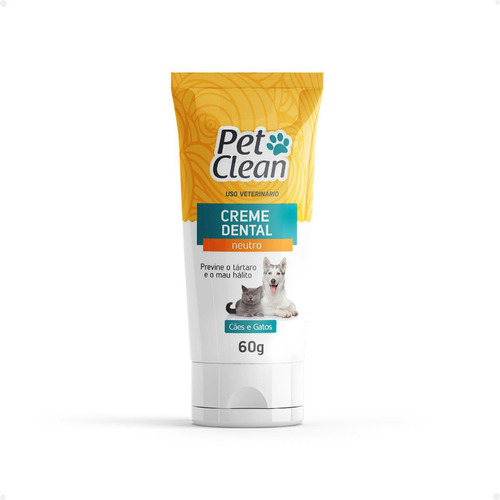 Creme Dental Pasta De Dente Pet Clean Cães E Gatos Sabor 60g
