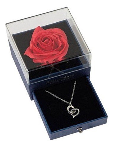 Estuche Mujer Flor Eterna Collar Dije Plata El Mejor Regalo