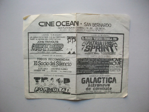 Antiguo Programa Cine Ocean San Bernardo