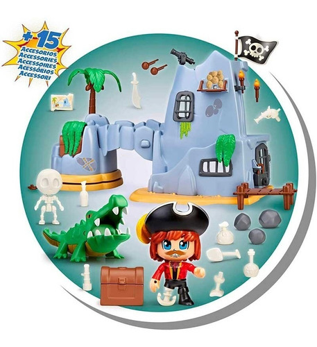Imagen 3 de 4 de Pinypon Action Playset Isla Pirata C/ 1 Fig Y Acc Int 15637