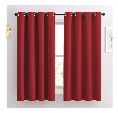 Cortina Para Decoração De Casa Quarto E Cozinha 2,00x1,40m Cor Vermelho