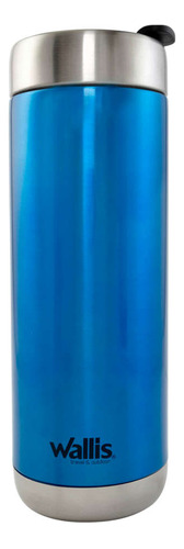Termo Popote Y Protector Antiderrames 600ml Wallis Color Azul