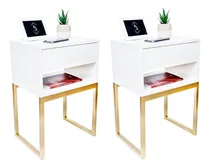Comprar Kit 2 Mesas Cabeceira Industrial Off White Eco 50cm Base