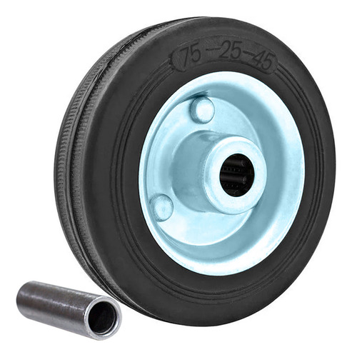 Roda De Borracha 75 Mm X 12 Mm Com Rolamento Agullha E Eixo Rodas Preto