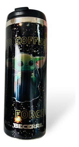 Termo Beby Joda, Star Wars, Cafe, Personalizado Color Negro