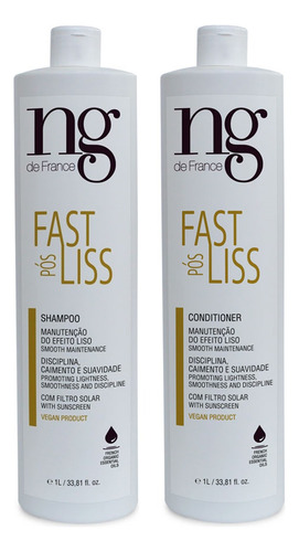 Ng De France Kit Pós Química Fast Liss Shampoo E Cond. 1l