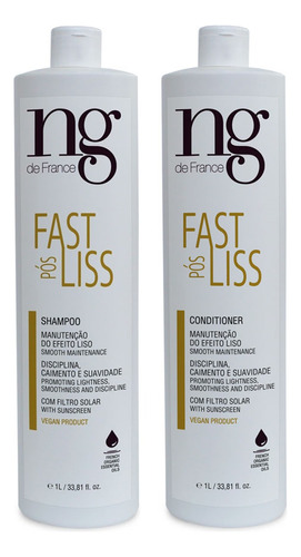 Ng De France Kit Pós Fast Liss Shampoo 1000ml + Cond. 1000ml