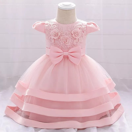 Vestido De Fiesta De Bebé Mini-mi Modelo Giulia Rosa